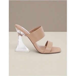 NIB STEVEN New York Women Y2K Brinne Lucite Heeled‎ Sandal 7.5 Nude